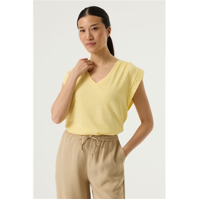 Garcia T-shirt Q260007 Kanten mouw Geel